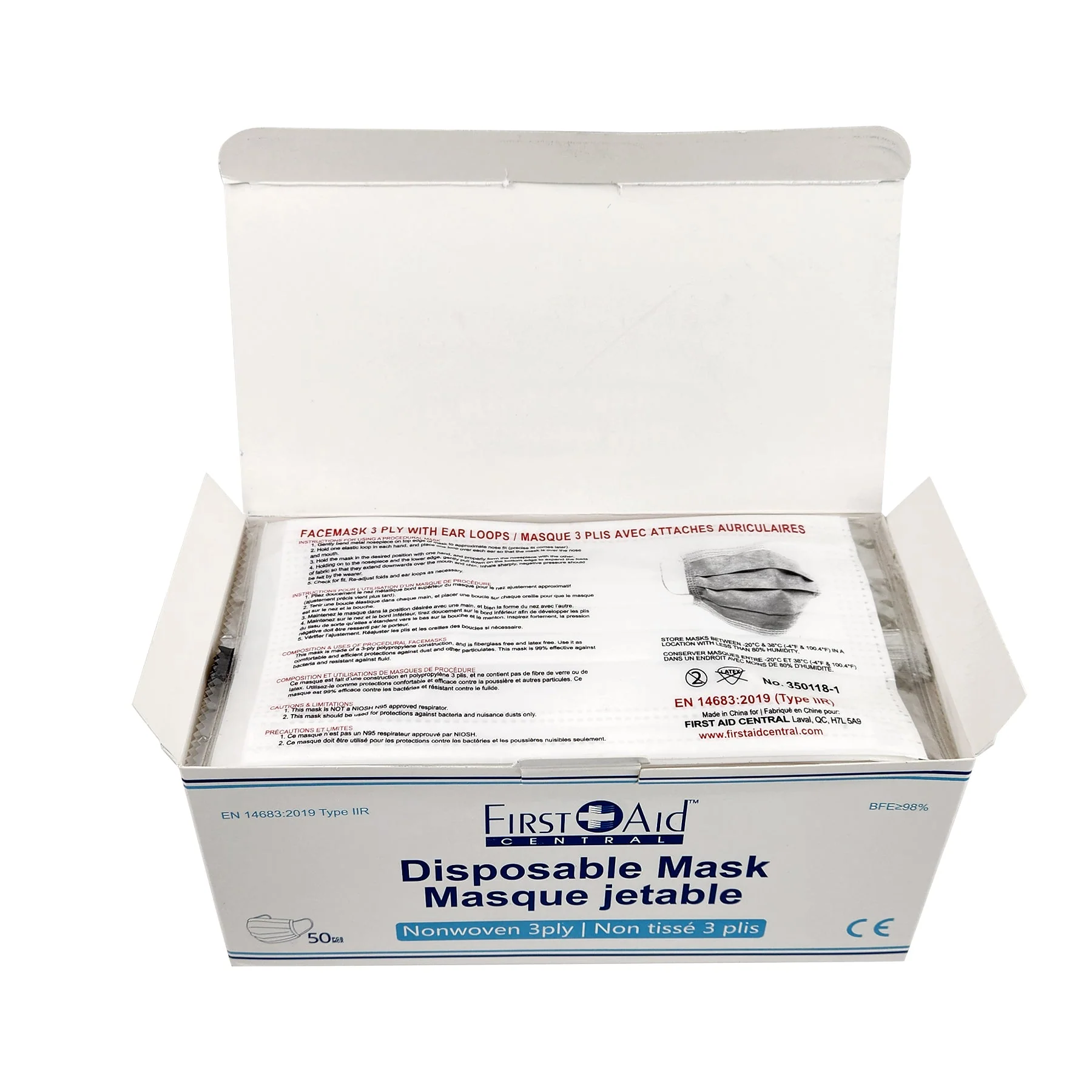 Face Masks, Type 2R Standard,  3-Ply  - Box of 50 - Image 3