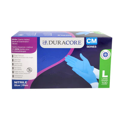 DURACORE, Blue Nitrile Chemo-tested Medical Examination Gloves, 3.2mil, Box of 100 - Image 3